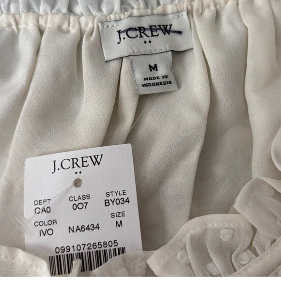 J.Crew Ivory Clip Dot Flutter Sleeve Ruffle Blouse M NWT Work Top - Picture 5 of 6